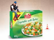 Warzywa z masłem , cena 2,99 PLN za 400 g, 1kg=7,48 PLN. 
- ...