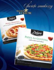 Pizza Deluxe, cena 9,99 PLN za 380/400 g 
- pyszna pizza z mozzarellą, ...