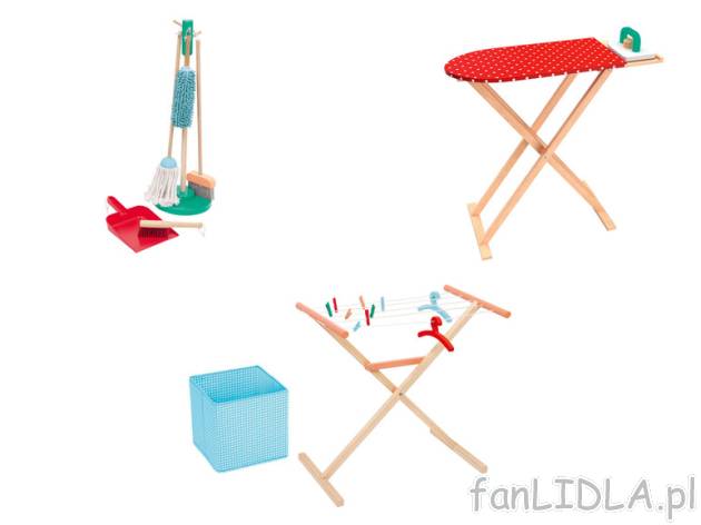 PLAYTIVE® Drewniane zabawki: zestaw do sprzątania / deska do prasowania / suszarka ...
