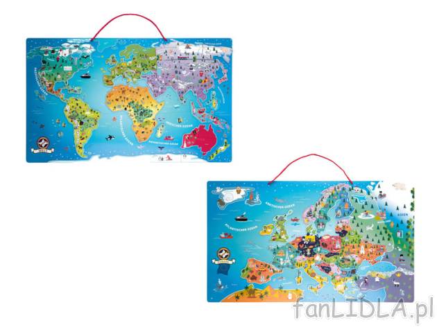 PLAYTIVE® Magnetyczna mapa Europy lub świata Playtive    , cena 69,9 PLN