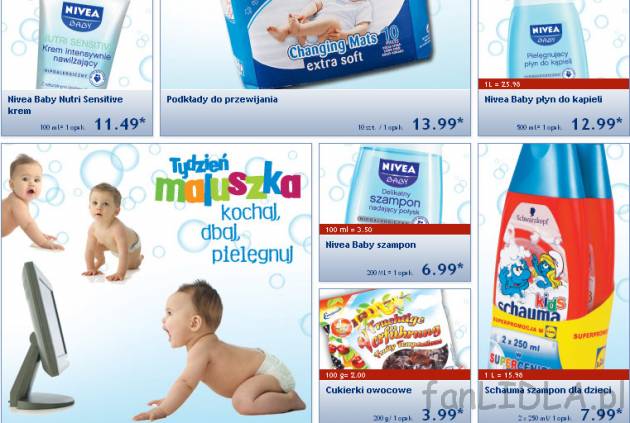 Produkty dla dzieci Nivea: Nivea baby szampon, podkłady do przewijania, Nivea baby ...