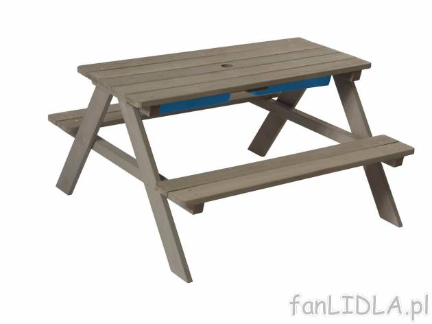 Drewniany stół do zabawy z ławką , cena 169,00 PLN 
- 89 x 89 x 51 cm (szer. ...