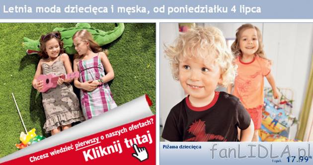 Gazetka Lidl Letnia moda dziecięca i męska, od poniedziałku 4 lipca 2011