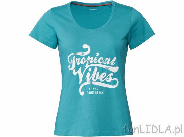 T-shirt damski Esmara, cena 12,99 PLN 
- 100% bawełny
- rozmiary: S-XL
Dostępne ...