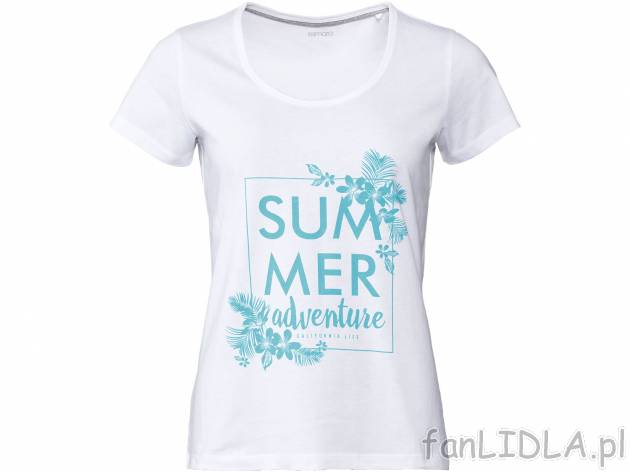 T-shirt damski Esmara, cena 12,99 PLN 
- 100% bawełny
- rozmiary: M-XL
Dostępne ...