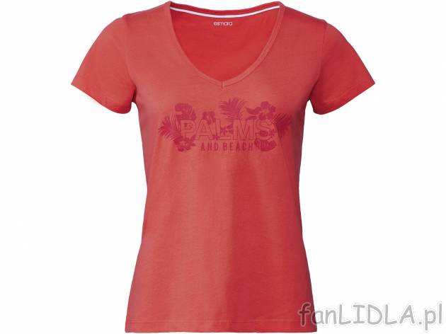 T-shirt damski Esmara, cena 12,99 PLN 
- 100% bawełny
- rozmiary: S-XL
Dostępne ...
