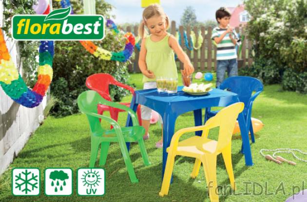 Dziecięcy stolik lub krzesełko ogrodowe cena od 12,99PLN za szt.
- wytrzymały, ...