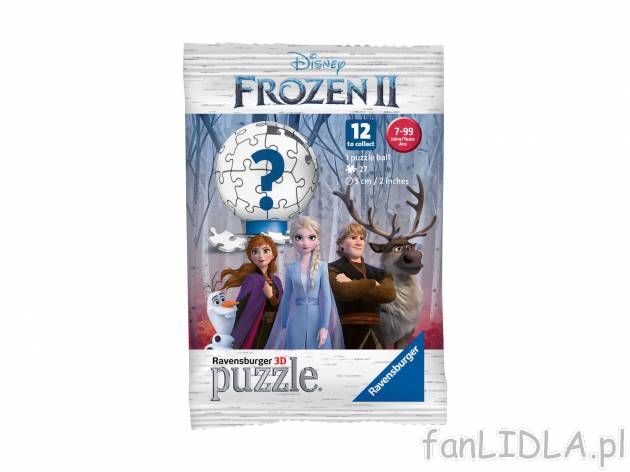Puzzle 3D Kraina lodu Ravensburger, cena 1,99 PLN  
-  27 element&oacute;w
Opis

- 7+