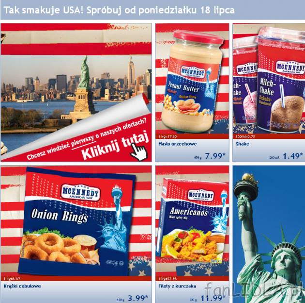 Tak smakuje USA - tydzień amerykański w Lidl od poniedziałki 18 lipca 2011. Masło ...
