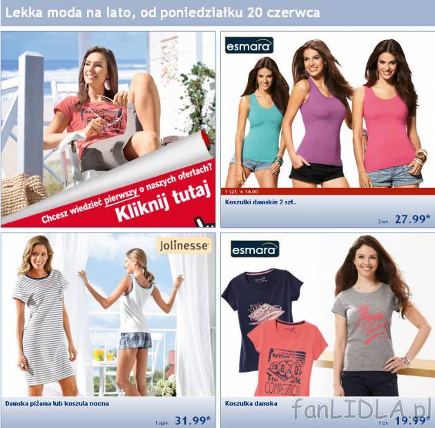 Lekka moda na lato - gazetka Lidl od poniedziałku 20 czerwca 2011