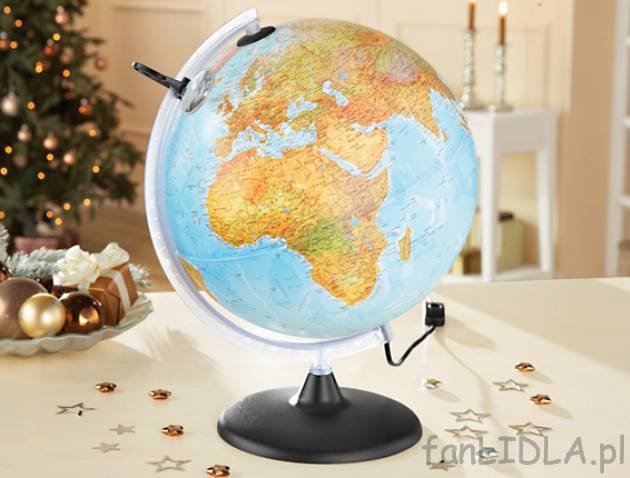 Podświetlany globus Melinera z Lidla w cenie 49,99PLN. Pochylona półoś globusa ...