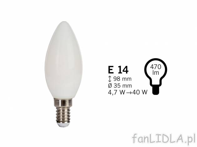 Żarówka filamentowa LED Livarno, cena 7,99 PLN 
- klasa energetyczna A+
- barwa ...