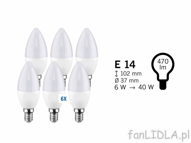 Zestaw 6 żarówek LED* Livarno, cena 5,99 PLN 
*Artykuł dostępny wyłącznie ...