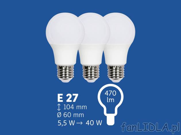 Zestaw żarówek LED Livarno, cena 12,99 PLN 
- klasa energetyczna A+
- 2700 K ...