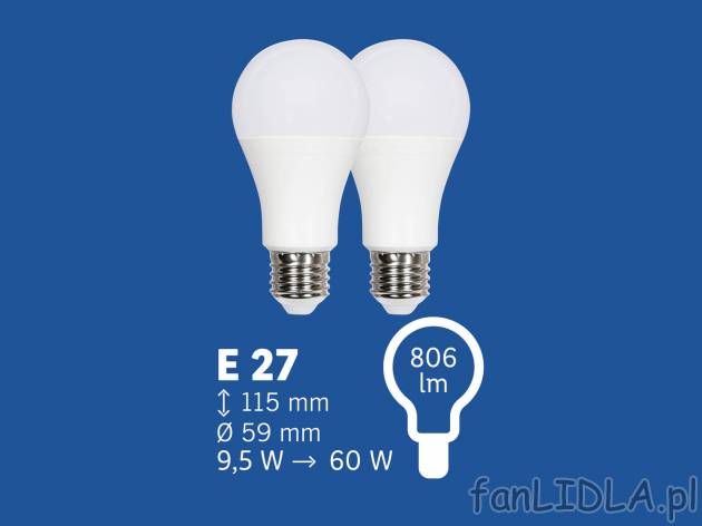 Zestaw żarówek LED Livarno, cena 12,99 PLN 
- klasa energetyczna A+
- 2700 K ...