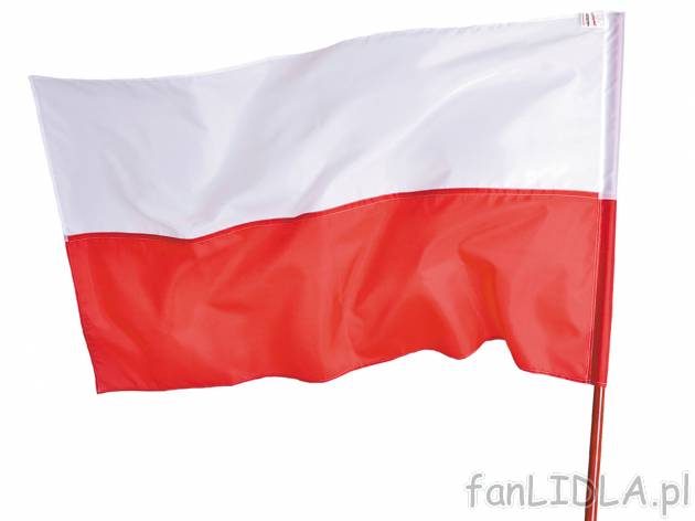 Flaga narodowa z drzewcem , cena 19,99 PLN 
- 112 x 70 cm
- drzewiec bukowy o dł. ...