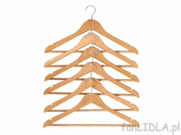 Komplet wieszaków na ubrania , cena 15,99 PLN 
- do wyboru: 6 sztuk z drewna lub ...