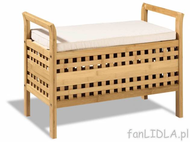 Ławka z drewna bambusowego , cena 169,00 PLN. Ławka o prostej formie w w ciepłym ...