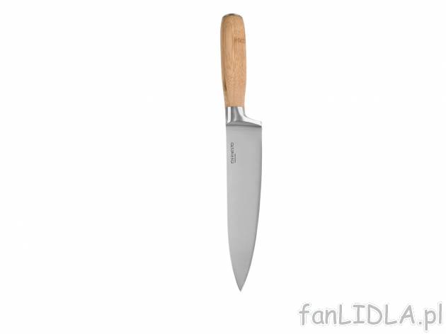 Nóż ze stali szlachetnej Ernesto, cena 29,99 PLN 
z uchwytem bambusowym lub ze ...