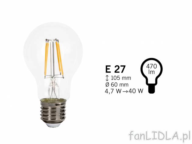 Żarówka filamentowa LED Livarno, cena 7,99 PLN 
- liczba cykli pracy: aż do 100000
- ...