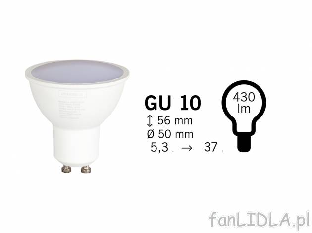 Żarówka reflektorek LED Livarno, cena 5,99 PLN 
- liczba cykli pracy: aż do ...