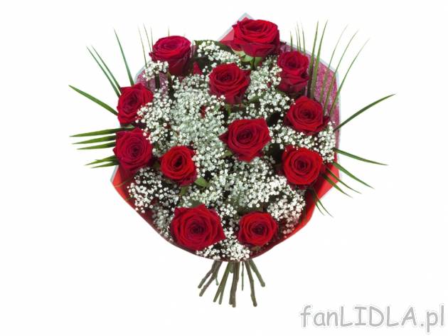 Bukiet róż premium z przybraniem , cena 39,99 PLN za 1 opak. 
- róże red naomi/ ...