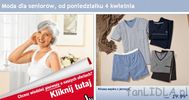 Moda dla seniorów, gazetka Lidl od poniedziałku 4 kwietnia 2011.