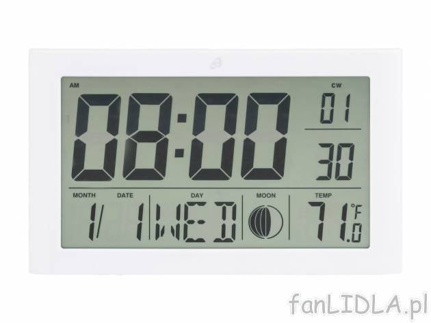 Zegar elektroniczny sterowany radiowo , cena 39,99 PLN 
- wskaźnik daty z tygodniem ...