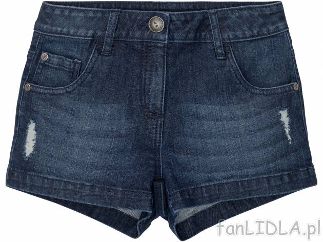 Szorty jeansowe dziewczęce , cena 26,99 PLN 
- 98% bawełny, 2% elastanu (LYCRA®)
- ...