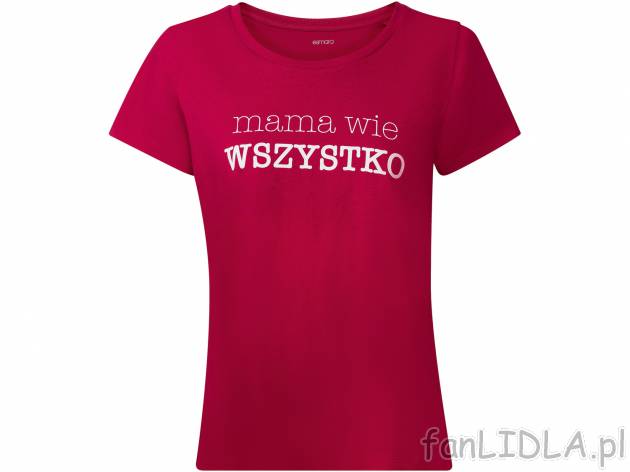 T-shirt damski z bawełny Esmara, cena 19,99 PLN 
- 100% bawełny
- rozmiary: ...