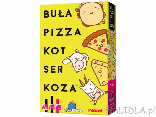 Gra towarzyska Buła, Pizza, Kot, Ser, Koza , cena 34,99 PLN 
- Buła, Pizza, Kot, ...