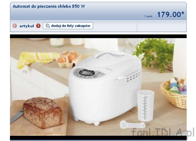 Automat do pieczenia chleba 850 W cena 179PLN
- 12 programów do wyboru, do łatwego ...