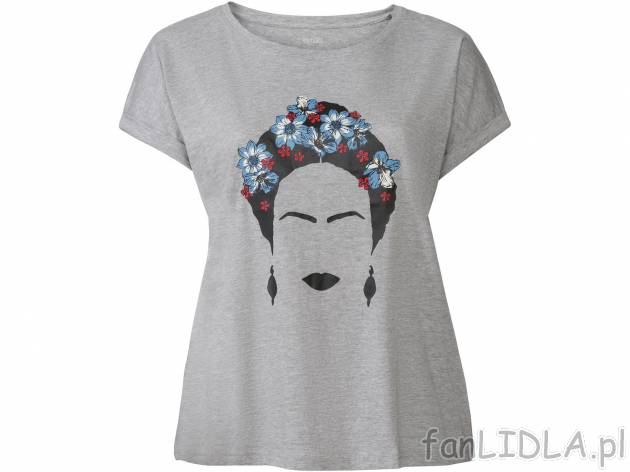 T-shirt damski z bawełną Esmara, cena 24,99 PLN 
- 90% bawełny, 10% wiskozy (Lenzing)
- ...