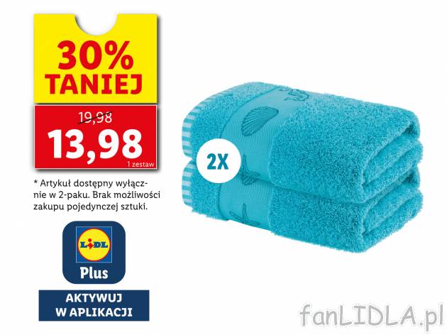 Ręczniki frotté 50 x 100 cm, 2 szt.* , cena 19,98 PLN 
- miękkie i puszyste
- ...