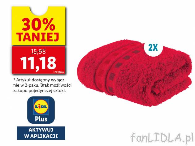 Ręczniki 30 x 50 cm, 2 szt.* , cena 15,98 PLN 
- 450 g/m2
- 100% bawełny
- ...