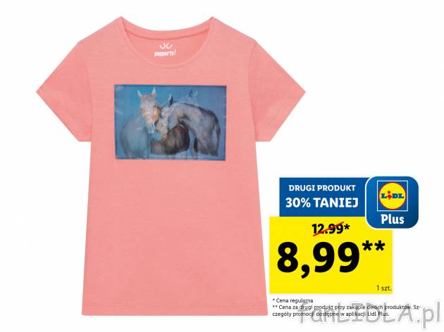 T-shirt dziewczęcy z bawełny , cena 12,99 PLN 
- 100% bawełny
- rozmiary: 122-164
- ...
