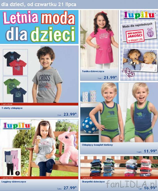 Gazetka Lidl Letnia moda dla dzieci, od czwartku 21 lipca 2011