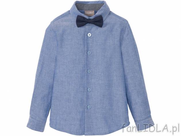 Koszula chłopięca z muszką , cena 29,99 PLN 
- rozmiary: 86-116
- 100% bawełny
Dostępne ...