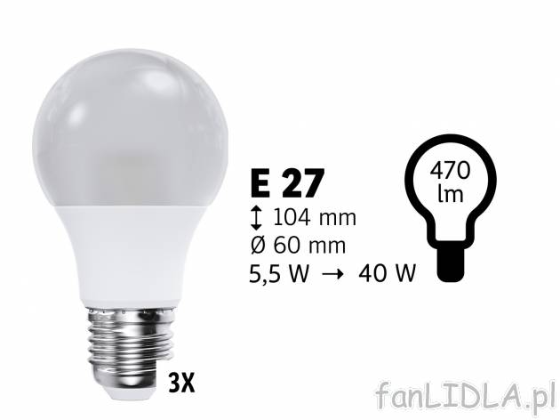 Żarówki LED, 3 szt.* Livarno, cena 11,99 PLN 
*Artykuł dostępny wyłącznie ...