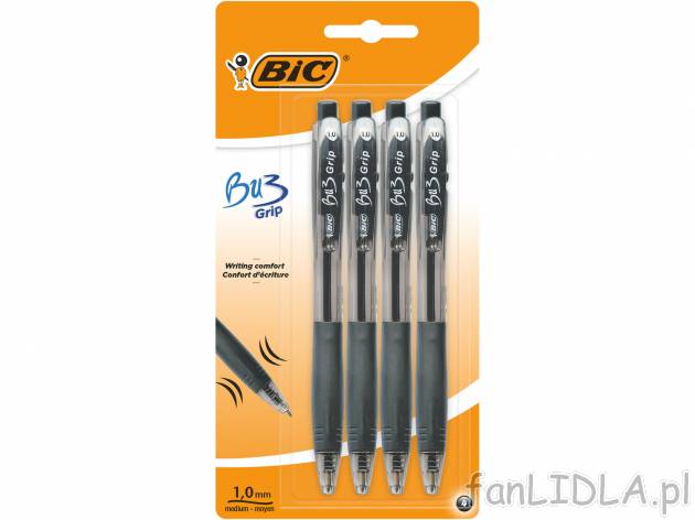 Zestaw 4 długopisów BIC , cena 11,99 PLN  
-  czarny wkład
-  gumowy uchwyt
Opis