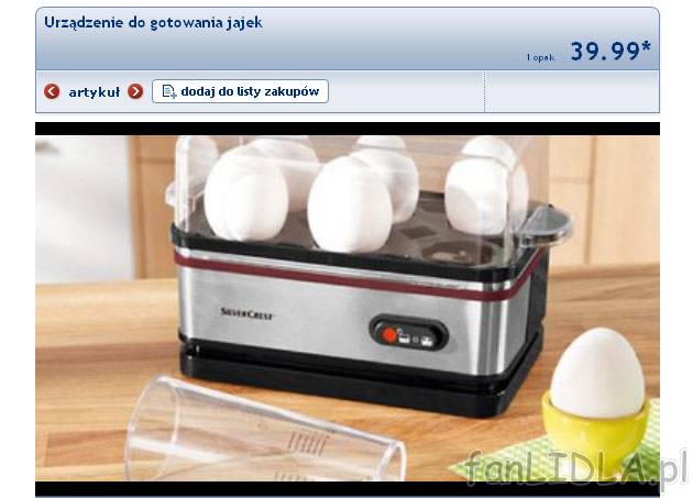 Urządzenie do gotowania jajek cena 39,99PLN
- z funkcją utrzymywania ciepła
- ...