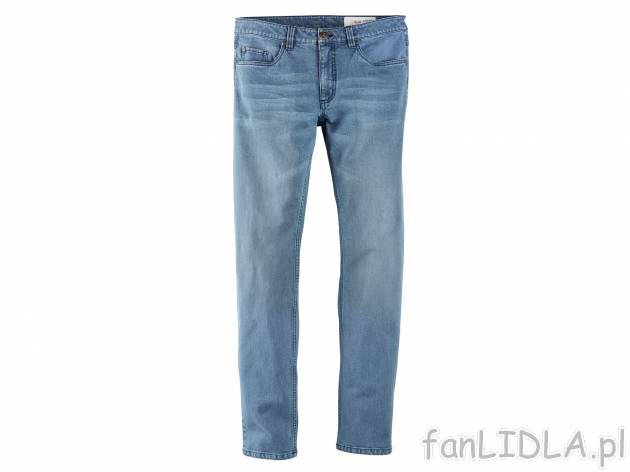 Jeansy , cena 44,99 PLN. Męskie jeansy o prostym kroju, z aż 5 kieszeniami. 
- ...