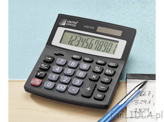 Kalkulator biurkowy, cena 11,99PLN
- 12-cyfrowy wyświetlacz
- z obliczaniem procentów, ...