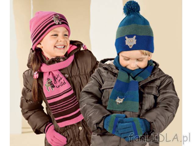 Dziecięcy komplet zimowy, cena 17,99PLN
- modny komplet składający się z czapki, ...