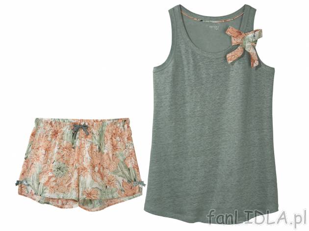 Piżama damska , cena 39,99 PLN 
- rozmiary: S-L
- 3 wzory
- koszulka: 100% len, ...