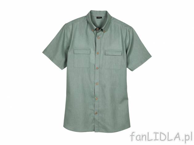 Koszula z lnem , cena 39,99 PLN. Koszula męska z krótkim rękawem. 
- materiał: ...