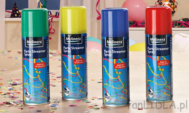 Serpentyna w sprayu w cenie 6,99PLN
- kolory: czerwona, żółta, niebieska lub ...