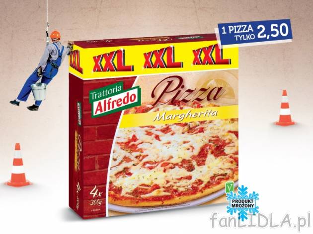 HIT CENOWY Pizza Margherita XXL , cena 9,99 PLN za 4x300 g/1 opak., 1 kg=8,33 PLN. ...