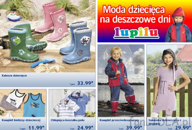 Moda dziecięca na deszczowe dni Gazetka Lidl od 17 marca 2011