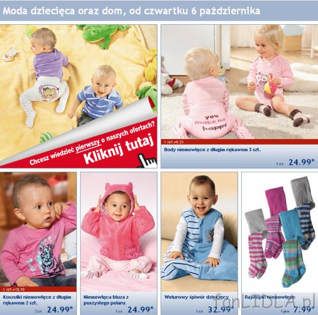 Moda dla niemowlaków oraz do domu - gazetka Lidl od czwartku 6 października 2011